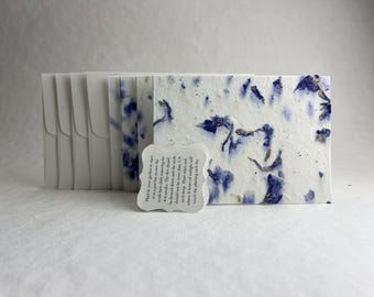 Wildflower Handmade Seed Paper Cards | Blank Inside | With Recycled Envelopes and Planting Guides | Pick Your Paper