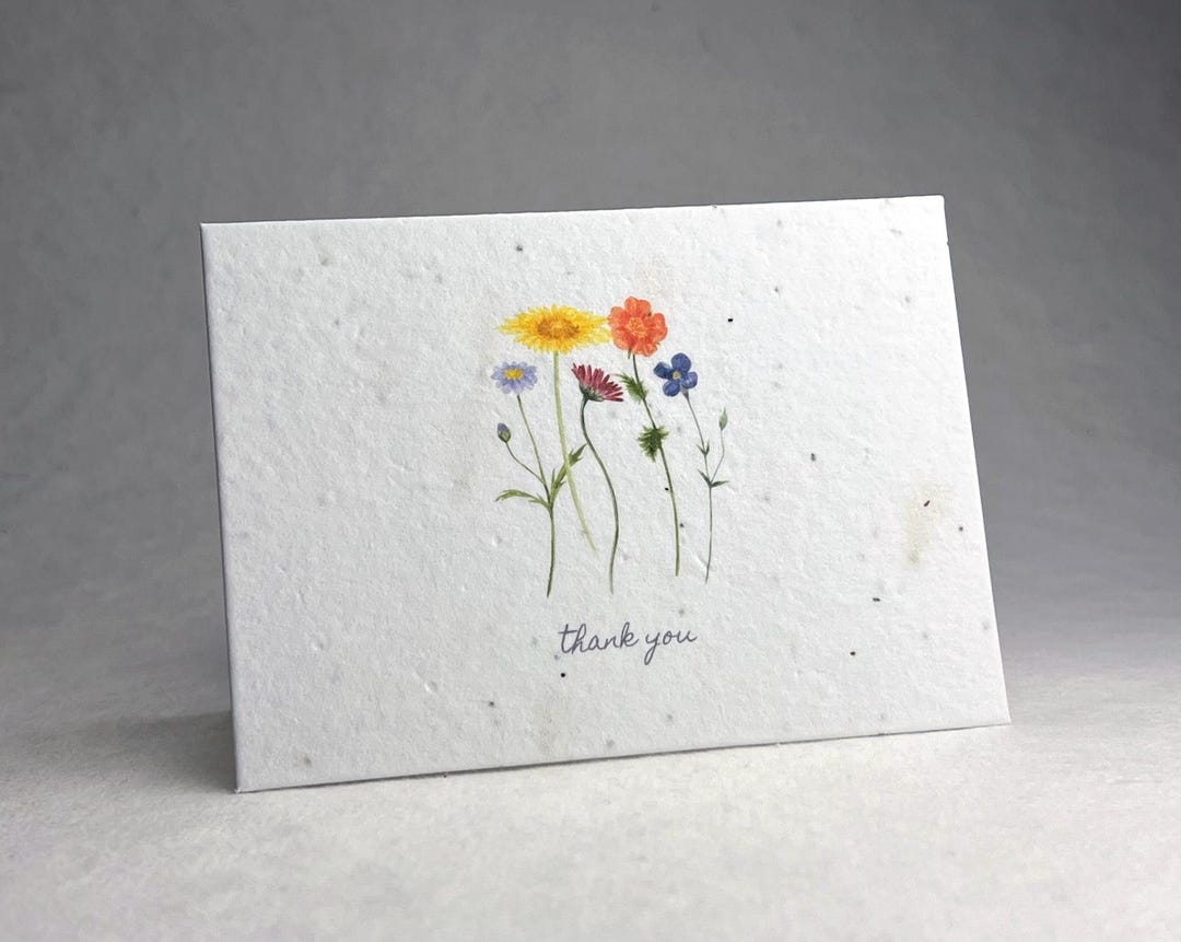 Floral Watercolor Thank You Wildflower Seed Paper Handmade Blank ...