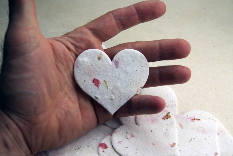 Bulk Pack Seed Paper Hearts 2.85w x 2.5h Wildflower Pink Flower Petals for Weddings or Events 24s, set of 100 image 7