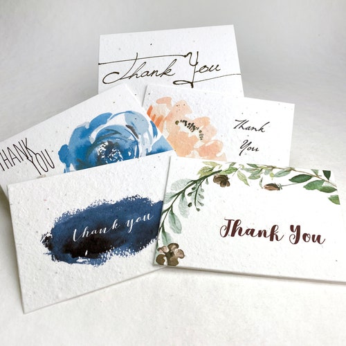 Seed Paper Thank You Cards Blank Inside Recycled Lotka Paper Etsy