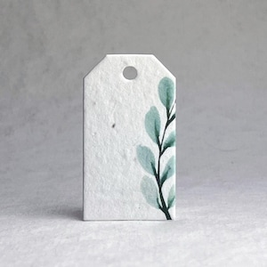 Aqua Blue Watercolor Branch Edge Seed Paper Gift Tag Set of 20 Tiny Tags