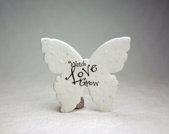 Small Watch Love Grow Seed Paper Butterflies 1.8"h x 1.5"w Wildflower Set of 24