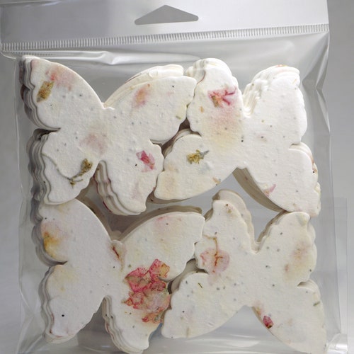 Bulk Seed Paper Butterflies 3"w x 2.85"h Wildflower Pink Flower Petals #24s for Weddings or Memorials set of 100