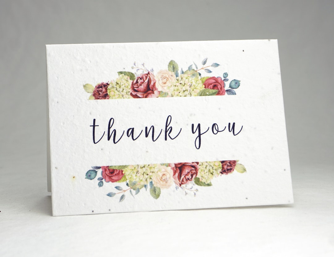 Seed Paper Thank You Cards Watercolor Print Blank Set of 3 or 10 With ...