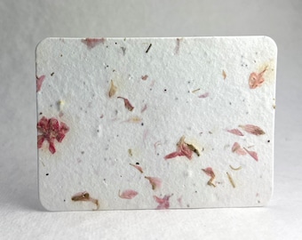 Handmade Seed Paper with Pink Petals and wild flower seeds - flat cards #24S 3x5 panels