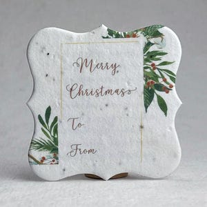 2.5" x 2.5" | Holiday Watercolor Tags | Wildflower Seed Paper Tags | Planting Directions on Reverse | Set of 12 or 96