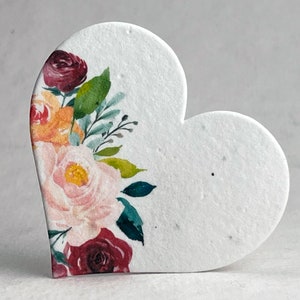 Floral Seed Paper Hearts 2.85"w x 2.5"h Double Sided with planting instructions