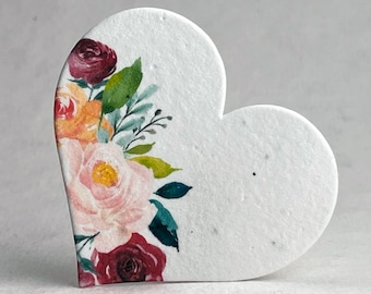 Floral Seed Paper Hearts 2.85"w x 2.5"h Double Sided with planting instructions