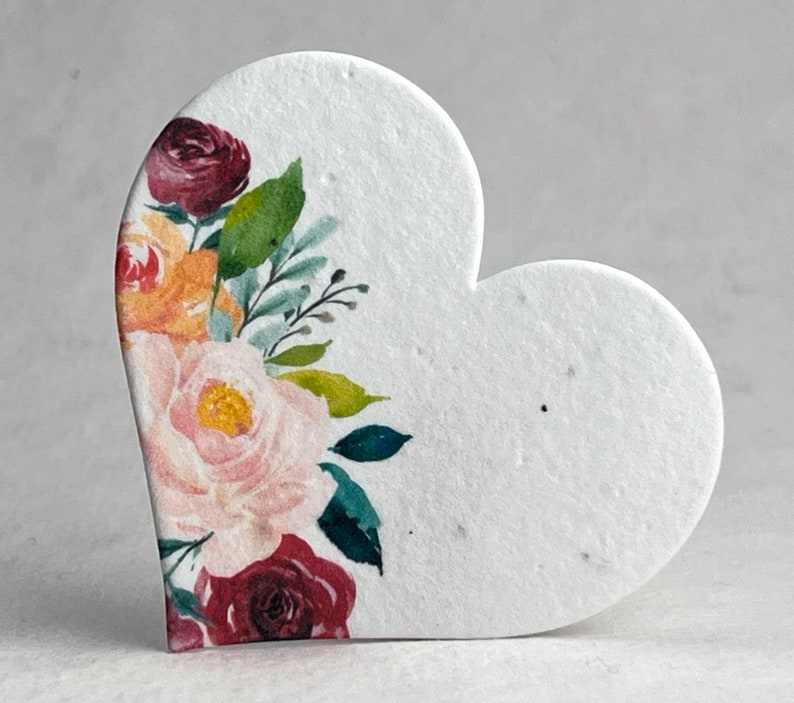 Floral Seed Paper Hearts 2.85w x 2.5h Double Sided with planting instructions image 1