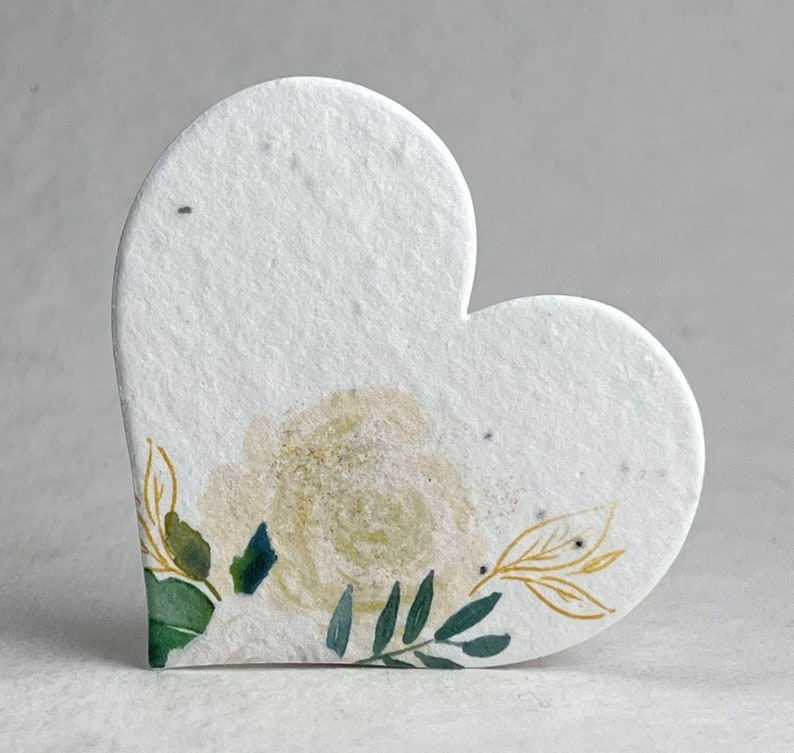 Floral Seed Paper Hearts 2.85w x 2.5h Double Sided with planting instructions image 2