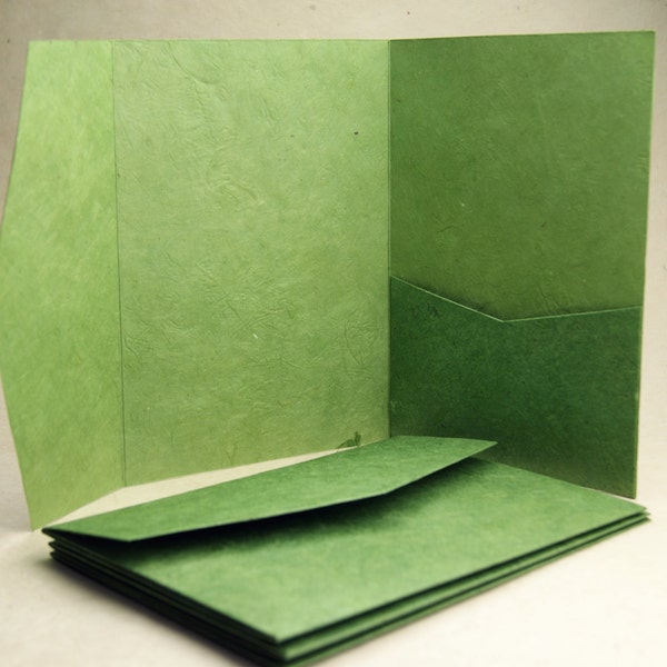 Lotka Paper Pocket Folder Invitation Shell 5x7 (folded) Green set of 10