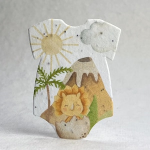 Infant Bodysuit Shape Watercolor Art Cute Forest Animals Seed Paper 3" x 2" Wildflower Cotton #10s for Baby Showers
