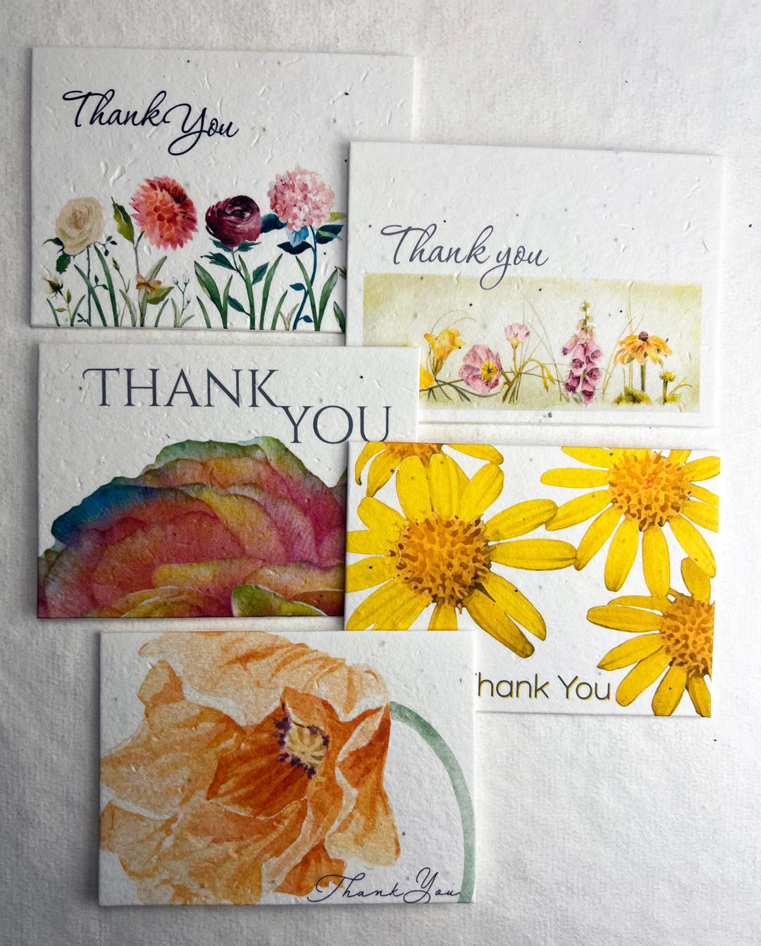 Botanical Thank You Cards - Mixed Set | Wildflower Seed Paper Handmade ...
