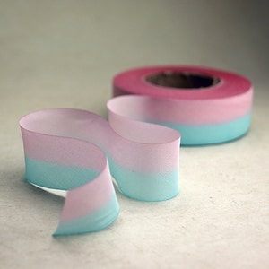 Hand Dyed Silk Ribbon - Pink Blue Blend 501 - 3 yards Bias Cut Length - Five Widths - 1/2", 5/8", 1", 1.5", 2.5"