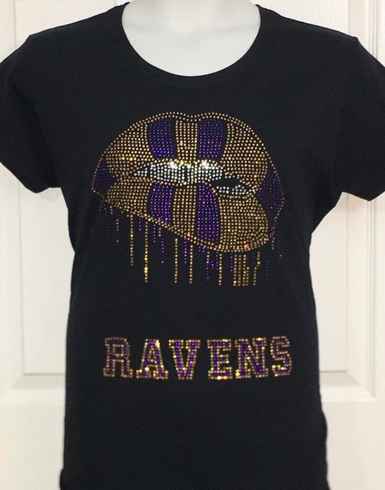 Ravens Rhinestone Shirt Women Cut/ Baltimore Ravens Themed/ Etsy