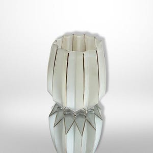 Vintage Mid-century geometric Gold and Ivory Vase