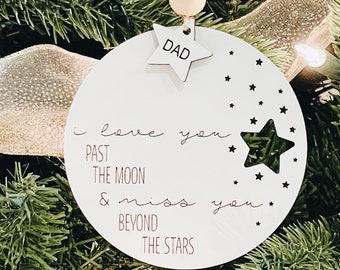 Personalized Memorial Christmas Ornament, Laser Engraved Wooden Ornament, I Miss You Ornament, We Miss You Ornament, Memory Ornament
