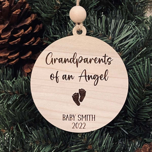 Grandparents of an Angel, Baby Loss Miscarriage Wooden Christmas Ornament, Loss of Grandchild, Infant Loss, Memorial Ornament, Grandma Gift