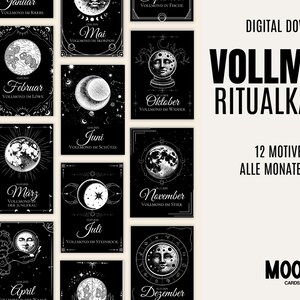 Vollmond Ritualkarten "Tarot Moon" digitaler Download zum selbst ausdrucken, Achtsamkeit & Reflexion, Deutsch