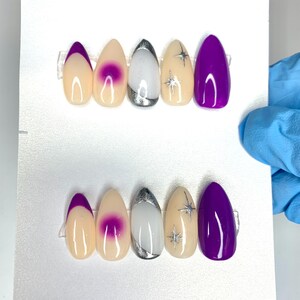 Purple Chrome Almond Press on Nails | Chrome Press on Nails | Purple Nails | Press on Nails | Nails