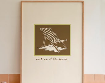 Meet Me At The Beach Poster, Vintage Seashell Art, Coastal Bedroom Decor, Beachy Prints, Preppy Stuff, East Coast Print, Ocean Lover Gift