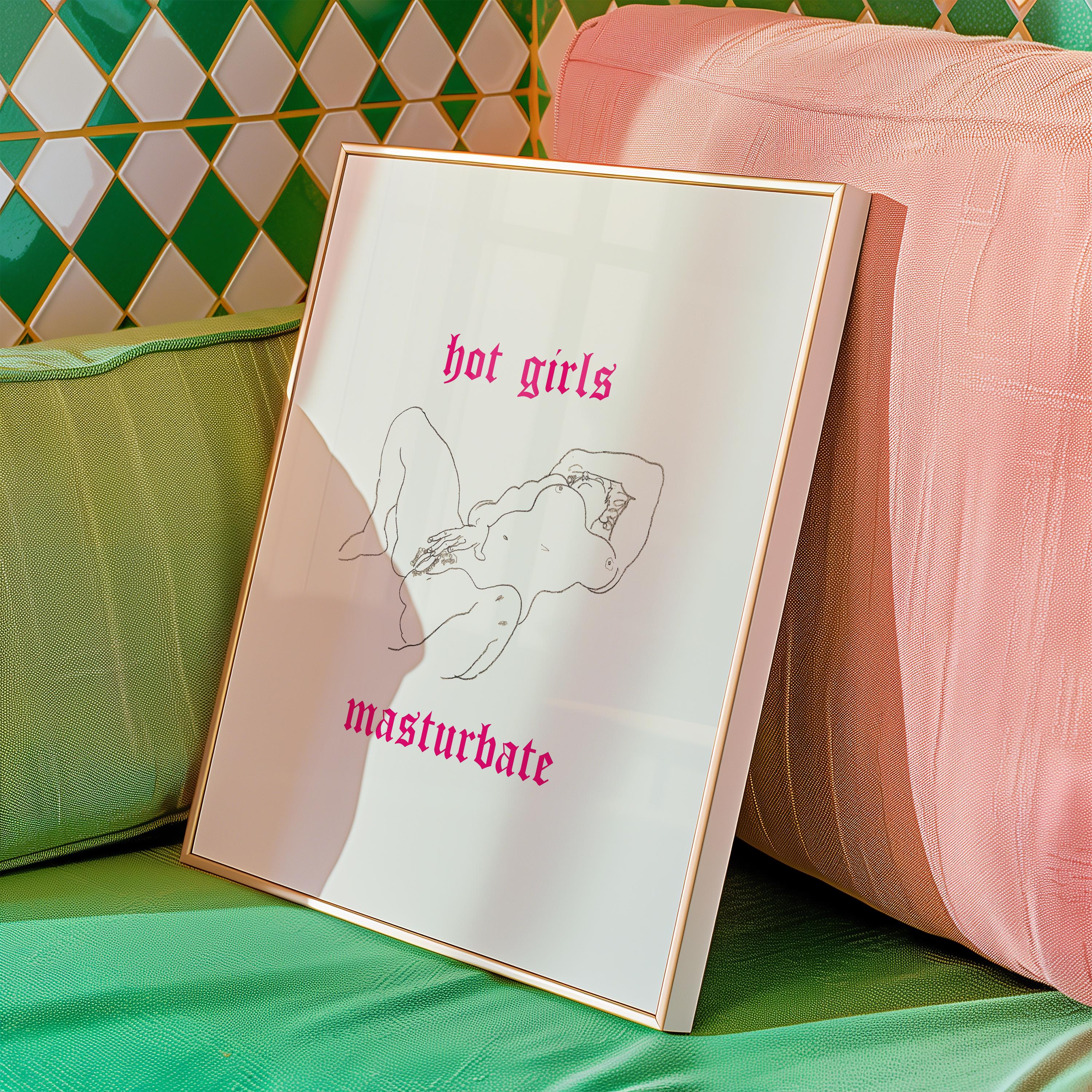 Hot Girls Masturbate, Naked Woman Poster, Female Empowerment Art, Self-love Print, Minimalist