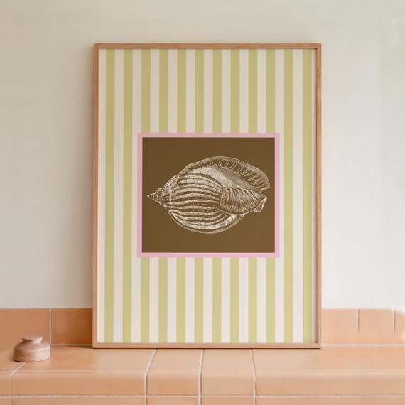 Vintage Beachy Wall Art, Retro Seashell Print, Coastal Bedroom Decor, Beachy Prints, Preppy Stuff, East Coast Print, Beach House Artwork