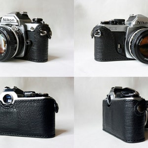 Handmade Black leather camera half case for FM,FM2,FE,FE2 made to order image 2