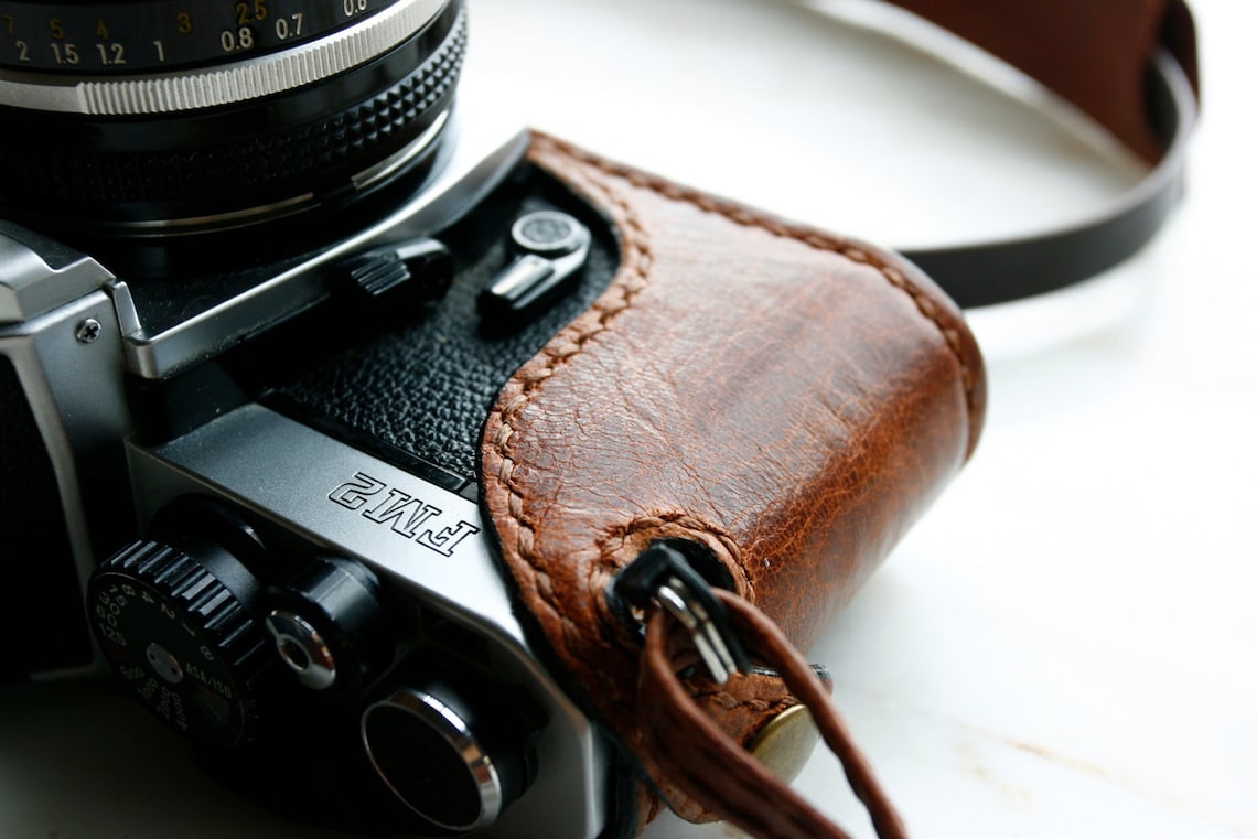 Handmade Brown Leather Camera Case and Strap Combo for Fm,fm2,fe,fe2