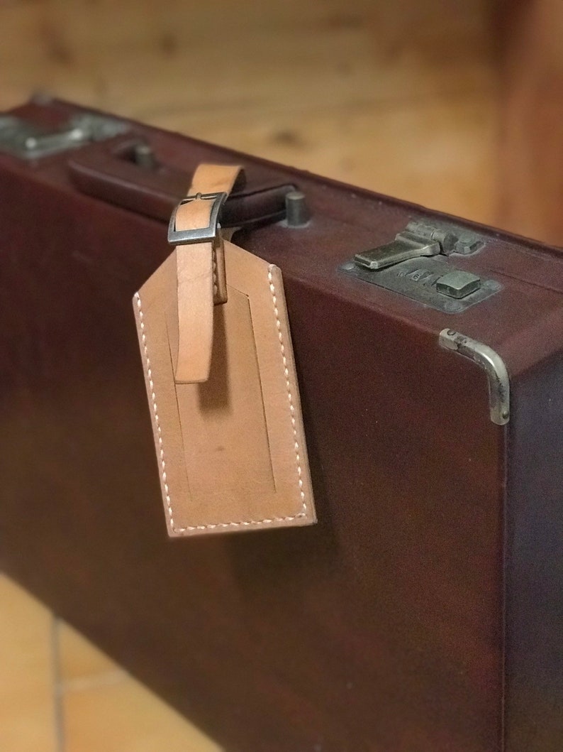 Handmade leather luggage tag Ready to ship zdjęcie 3