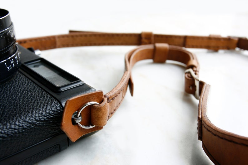 Brown Premium Camera Neck Strap RING Made to Order image 1