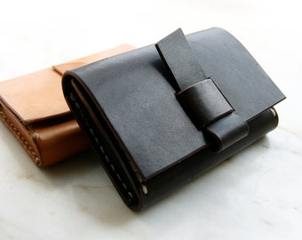 Handmade Leather card holder with D-ring- made to order
