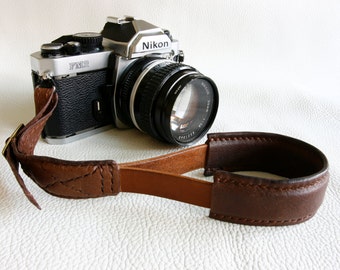 Handmade Brown leather camera Hand strap - made to order