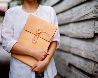 Handmade 11" MacBook Air/ 12" MacBook Leather Envelope Case with Free Monogramming - made to order