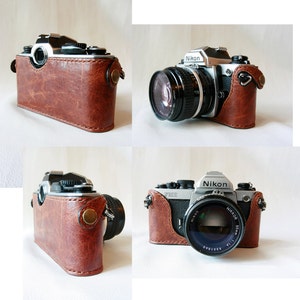 Handmade Brown leather camera case for FM,FM2,FE,FE2 made to order image 3