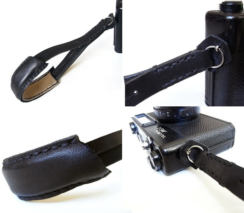 Handmade Leather Black Hand Strap made to order image 5