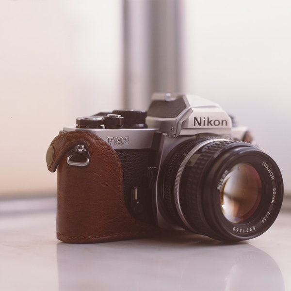 Handmade Brown leather camera case for FM,FM2,FE,FE2 - made to order