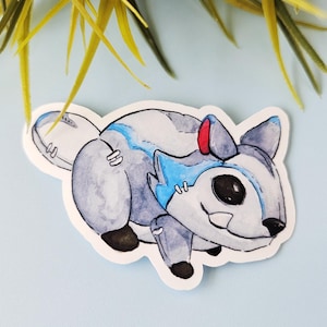 Acquerello di peluche Chapaa azzurro - adesivo da 2".