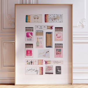 Vintage Cocktail Matchbook Art Print – Modern Bar Cart Wall Decor – Retro-Inspired Drinks Illustration – Trendy Wall Art Piece - Coquette