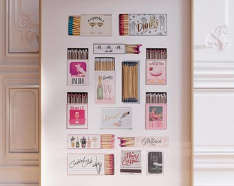 Vintage Cocktail Matchbook Art Print – Trendy Bar Cart Decor (Digital Download)