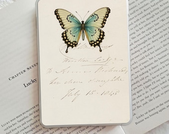 Blue Butterfly Set I Kindle Insert | Vintage Script Paperwhite Case Decor