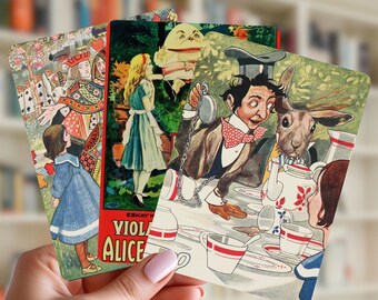 Alice in Wonderland Kindle Insert | Vintage Literary Art Decor (Set of 6)