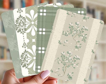 Green Kindle Inserts Set of 5 | Sage Botanical Kindle Insert | Vintage Botanical | Clear Kindle Case Decor | Reader Aesthetic
