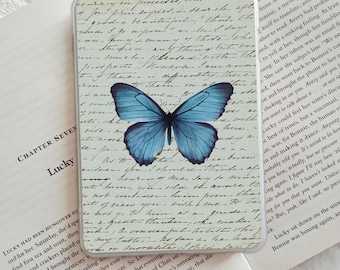 Vintage Blue Butterfly Set II | Kindle Insert | Script Paperwhite Case Decor (Set of 6)