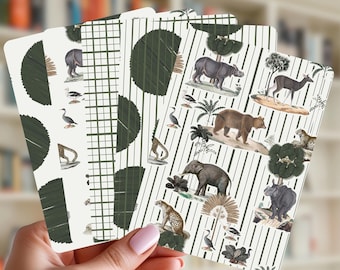 Vintage Safari Kindle Inserts Set | Vintage Animal Print | Clear Kindle Case Decor | Botanical Safari Pattern | Kindle Paperwhite Basic