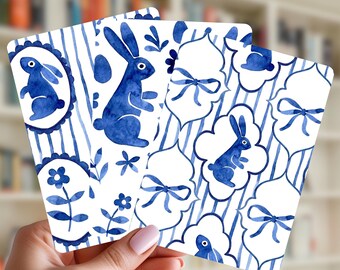 Blue Easter Bunny Kindle Case Insert Set | Cottagecore Bunny Kindle Insert | Spring Kindle Clear Case Insert | Watercolor Rabbit