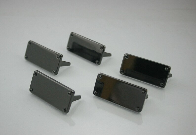 Blank Metal Name Tags Name Badges Zinc Gunmetal Size 14 x 31 mm 5 pcs SC Gun9 0196