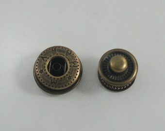40 sets.Antique Brass Snap Buttons Fasteners Rivet Stud Decorations Findings 15 mm. FTN BR VT8 RV 151