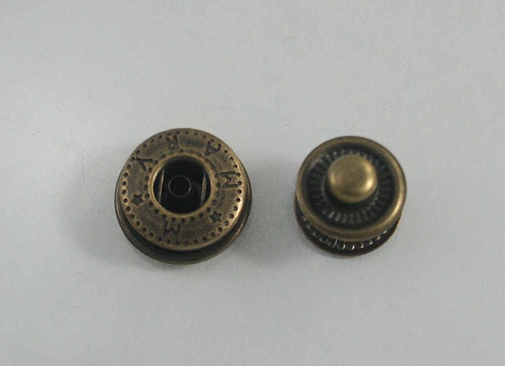 100 sets Antique Brass Snap Buttons Fasteners Rivet Stud Etsy