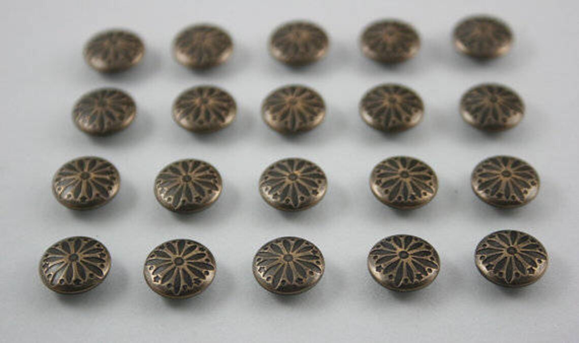 Vintage Flower Rapid Rivets Antique Brass Tone Leather Craft Etsy